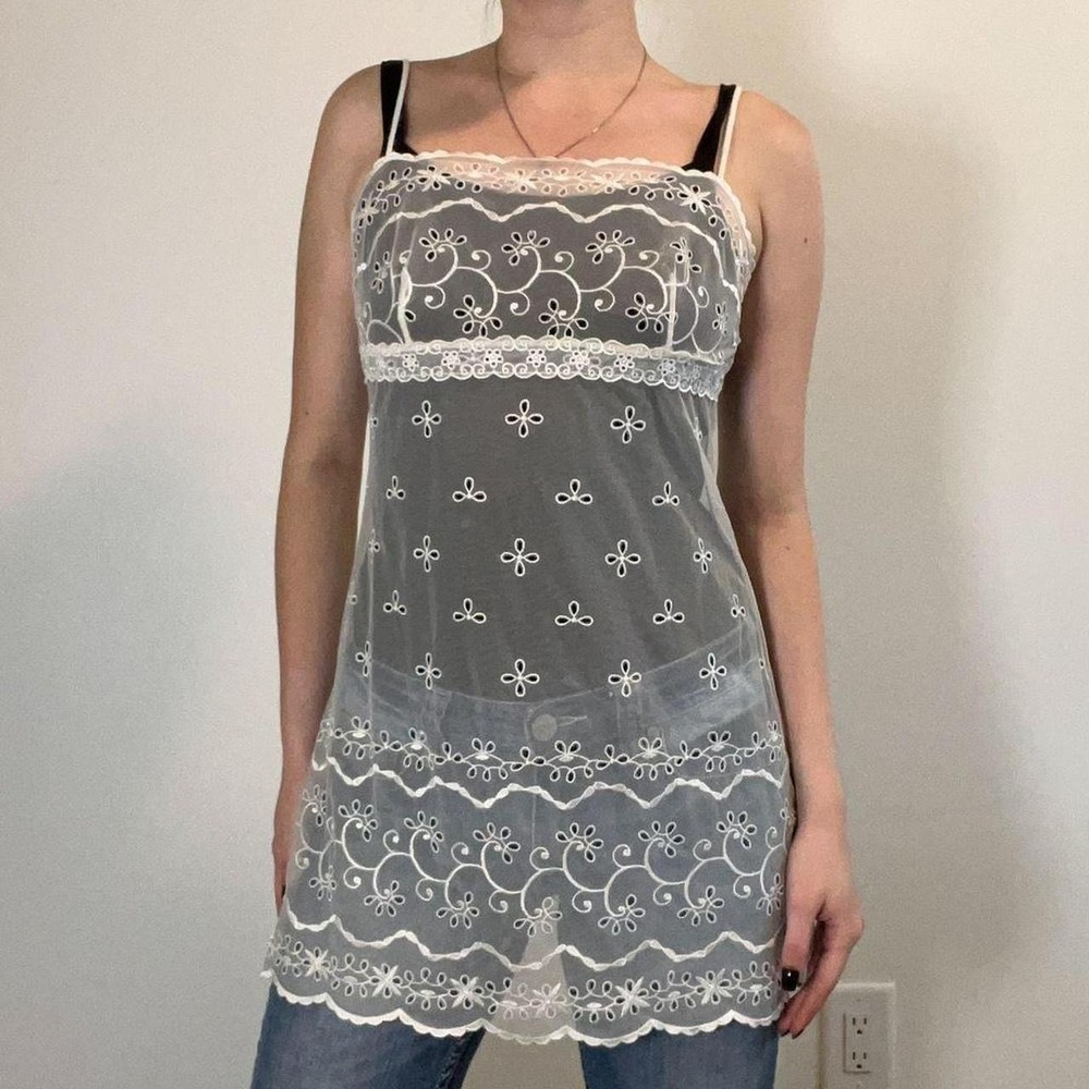 Vintage Victoria's Secret 2007 White Lace Sheer Slip